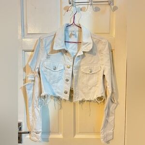 Stylish White Cropped Denim Jacket